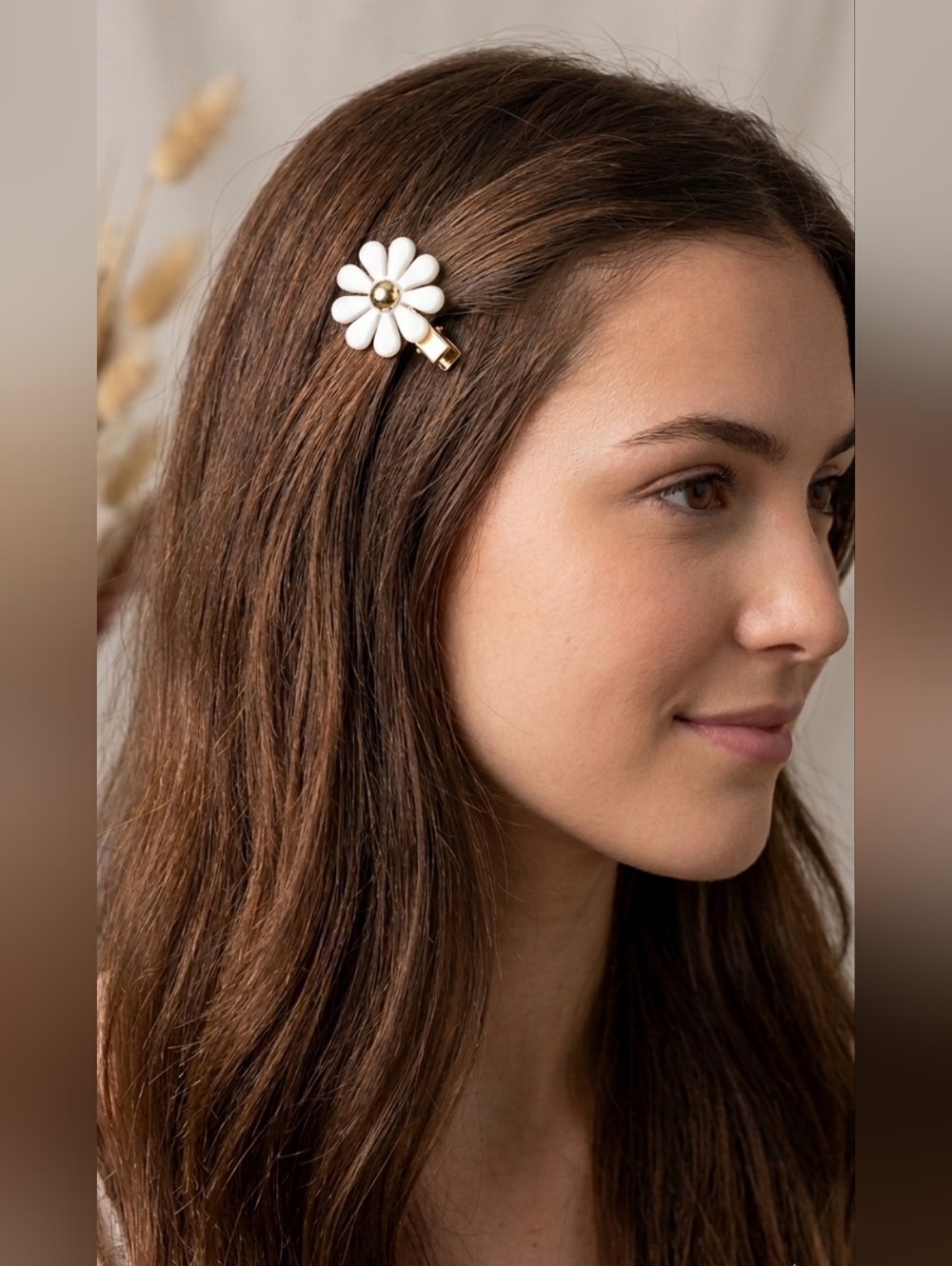 Each Jewels NWT Daisy Flower Hair Barrette/Clip Set- White & Gold 🐈